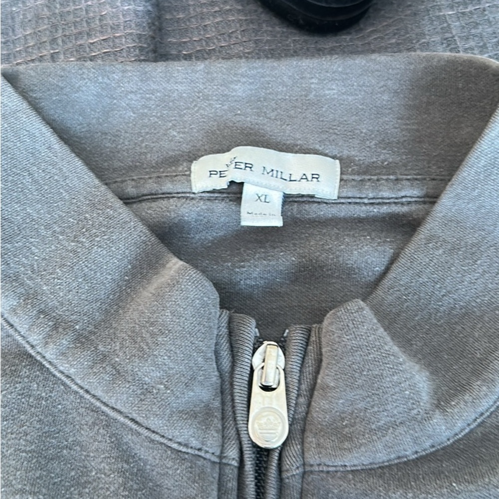 Peter Millar Gray Heather Zip Up Sweater